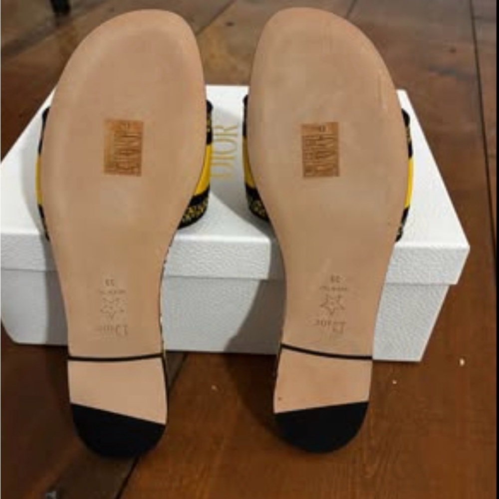 Dior women’s Plaid Slide Sandals - Black and Yellow - Picture 3 of 4